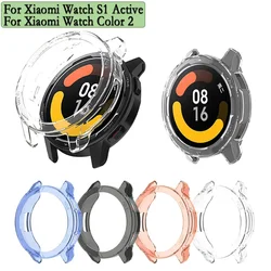 TPU Cover Case for Xiaomi Watch Color 2/S1 Active Bumper Accessories Protector Hollow Coverage Screen Protection Soft Shell Case