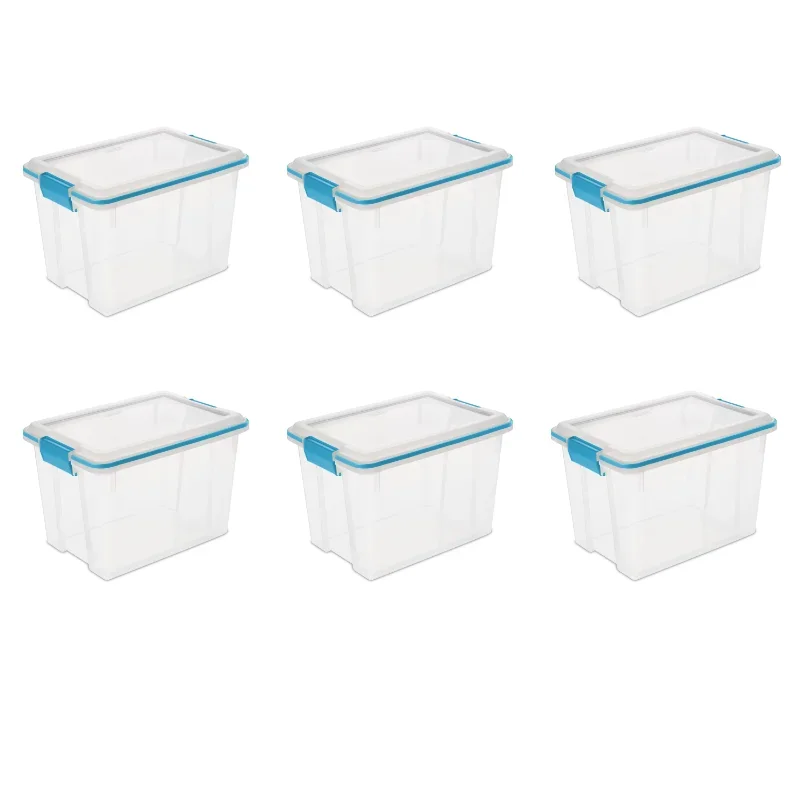 20 Qt. Gasket Box Plastic, Blue Aquarium, Set of 6storage boxes  storage box