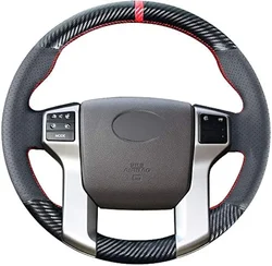 DIY Stitching Carbon Fiber Steering Wheel Cover for Toyota Tacoma Tundra Sequoia 4Runner 12-21 Leather Interior Accessories