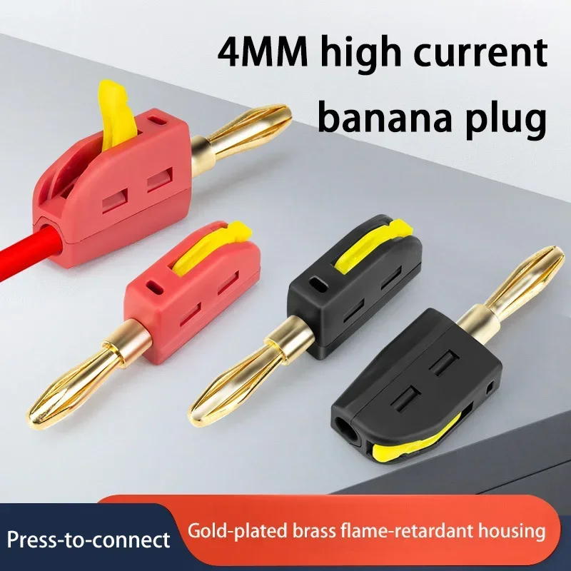 Portable 32A 4mm Banana Plug Solderless Quick Connect High Current Gold-Plated Banana Connectors Audio Copper Speakers Amplifier