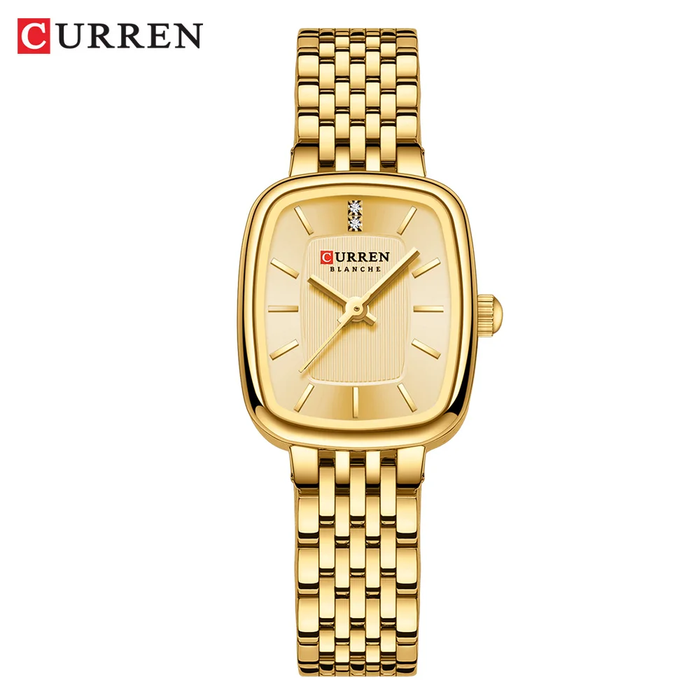 CURREN Fashion Rectangular Ladies Watches New Quartz Waterproof Stainless Steel Strap Wristwatch for Women