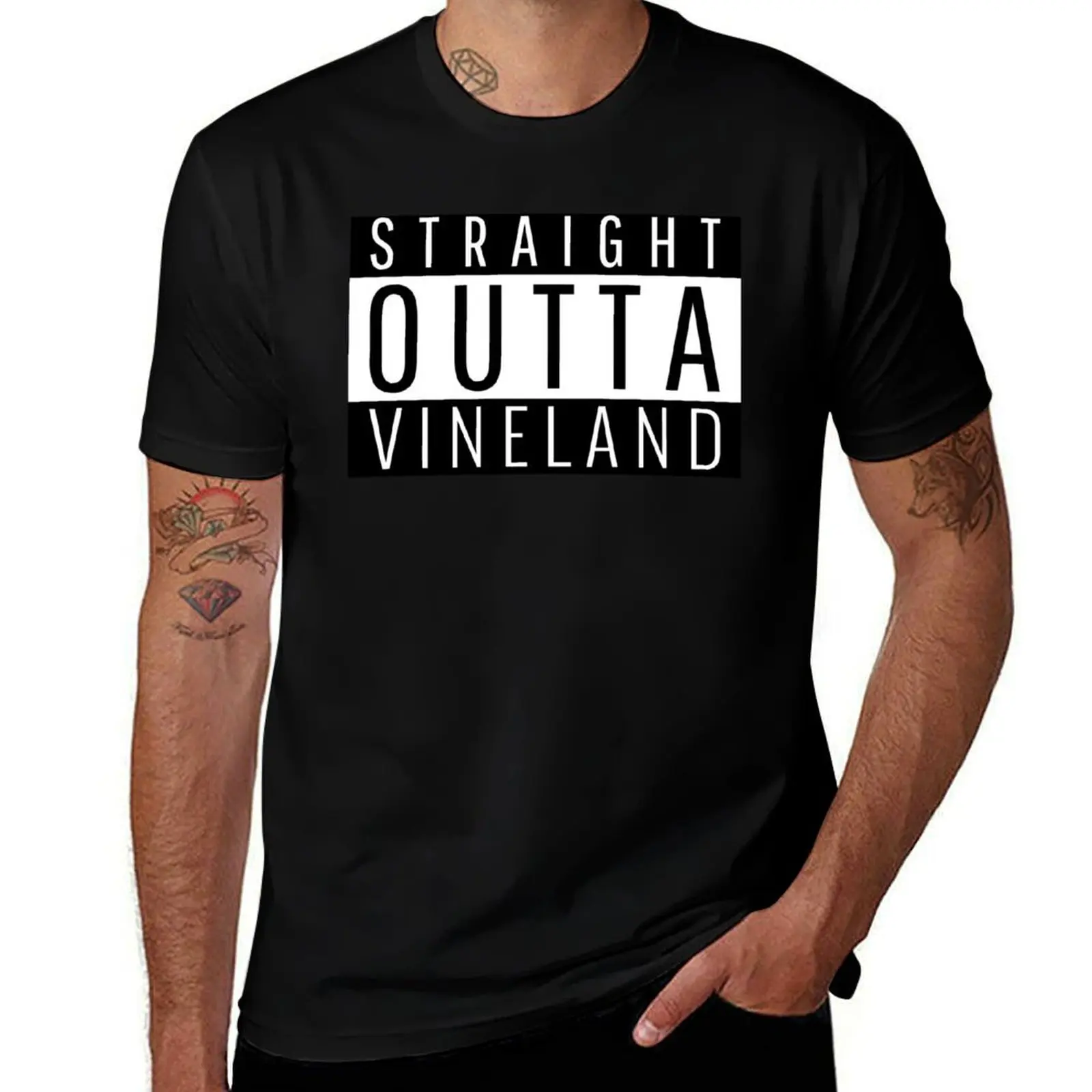 Straight Outta Vineland New Jersey เสื้อยืดปรับแต่งเสื้อวินเทจเสื้อยืดกราฟิกเสื้อยืดผู้ชาย