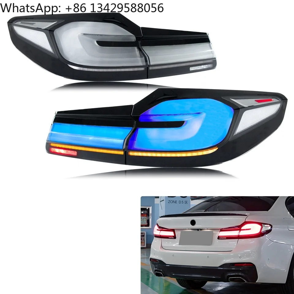 

For BMW G30 F90 M5 5-Series 2017-2020 LED Tail Lights Assembly Sequential Turn Signal 12V ABS Rear Lamps with Clear Red Lens New