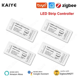 Controlador LED Tuya Zigbee funciona con RGBCCT/RGBW/CCT/un solo color/tira de LED RGB DC12V 24V 5V aplicación Smart Life Control de voz Alexa