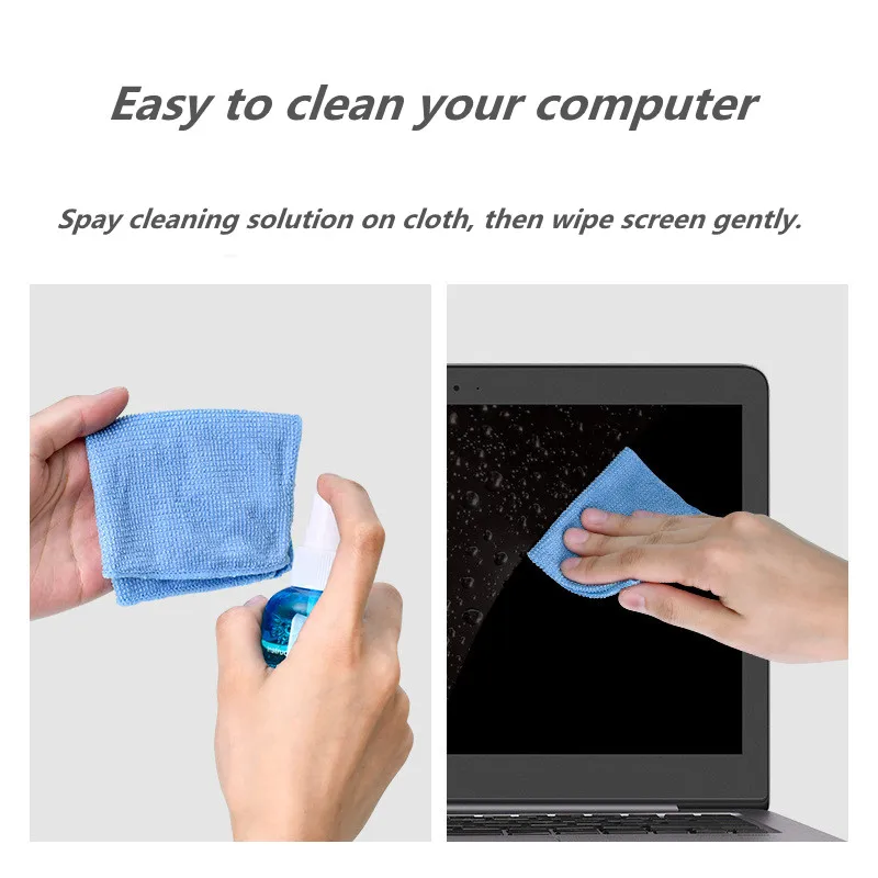 Computer Screen Dust Removal Microfiber Cloth Set Cleaning Liquid  Screen Cleaner Spray for LCD PC PDA Lens Cleaner