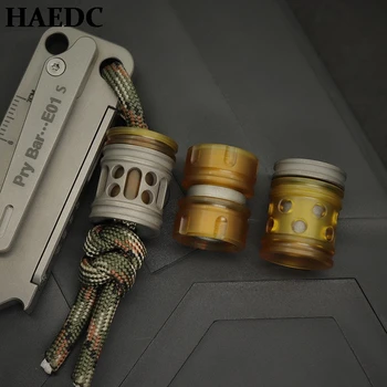 HAEDC 2 في 1 سبائك التيتانيوم القابلة للفصل / PEI Paracord حبة المفاتيح حبل حبة الذيل قلادة