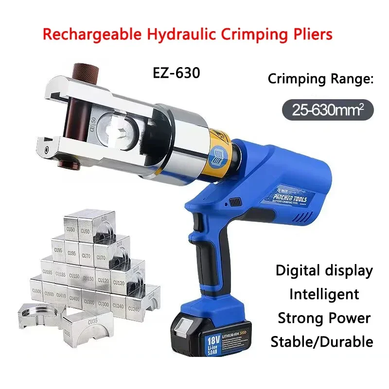 Electric Hydraulic Cable Crimping Pliers EZ-630 Rechargeable Portable Crimping Pliers Wire Copper Aluminum Terminal Crimping