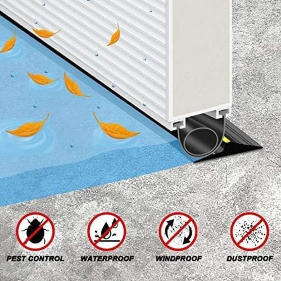 Universal Garage Door Threshold Seal Strip 20FT Kit Bottom Waterproof Rubber Weather Stripping Replacement Blue 2 Adhesive