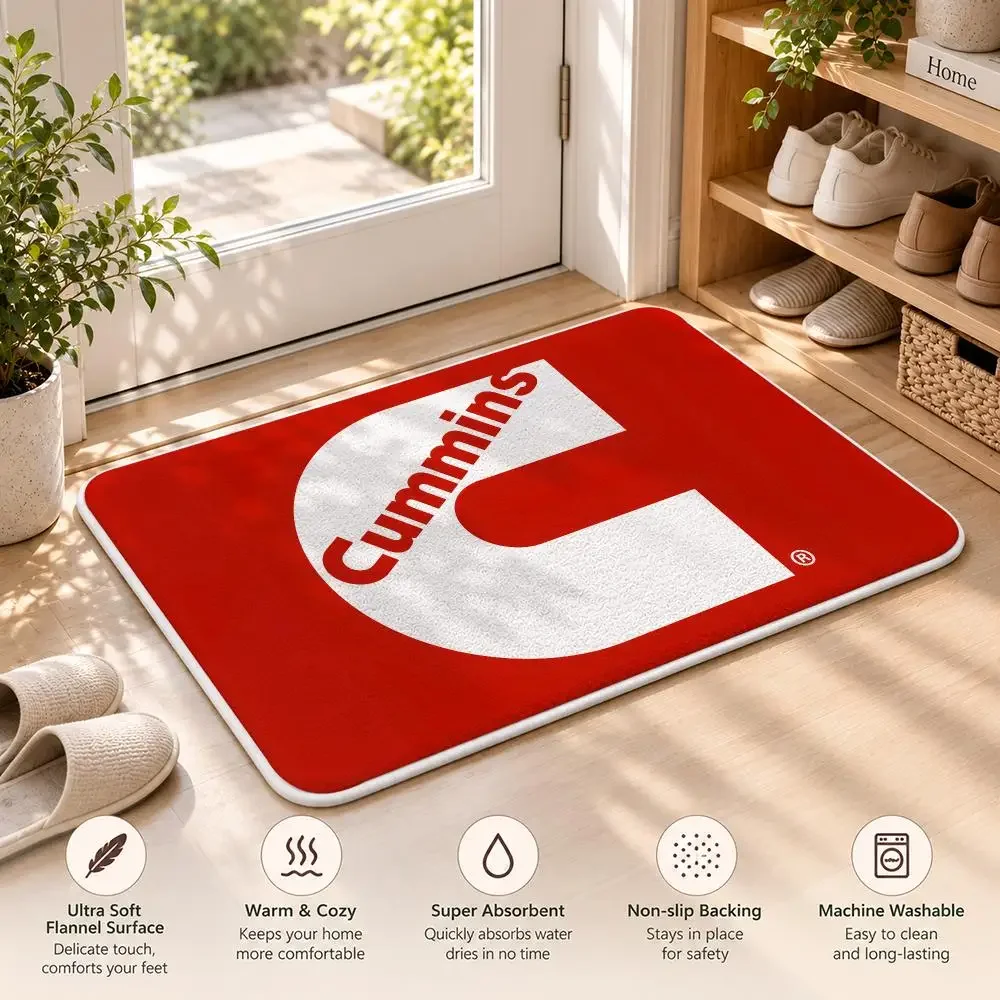C-CUMMINS Construction Machinery Floor Mat Flannel Rug Soft Non Slip Door Mat Bathroom Bedroom Kitchen Living Room Home Decor