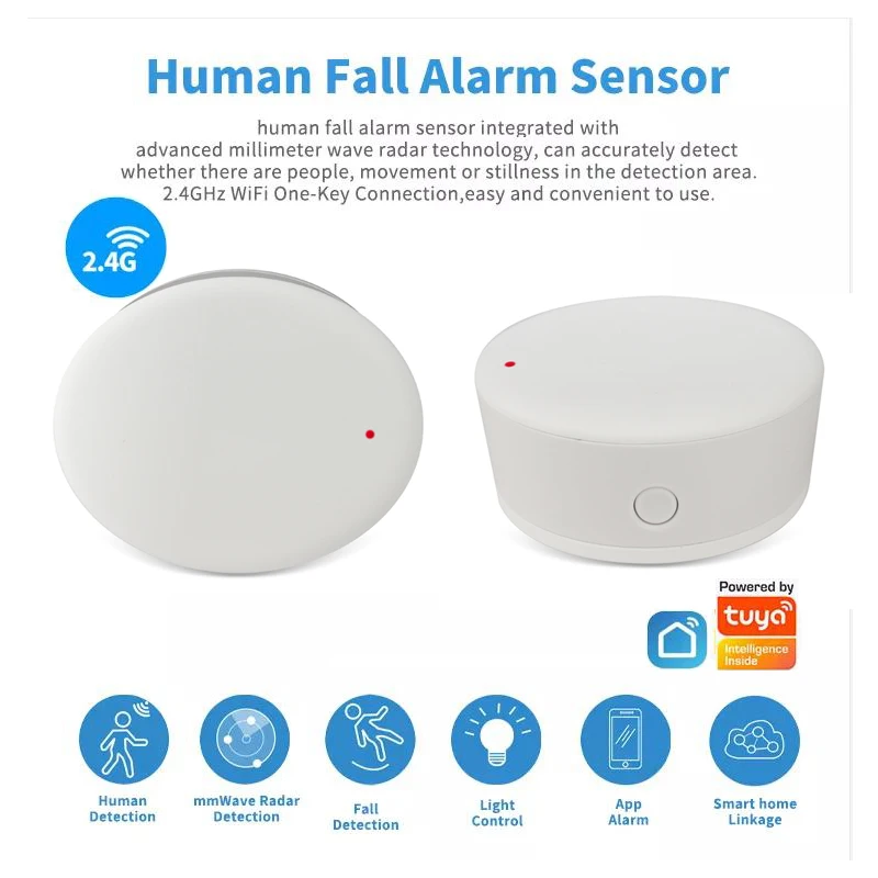 Elder Care Alarm Personal Motion Detector Wireless GSM Alarm System Wifi Tuya  Radar Human Falling Detector Alarm 12m