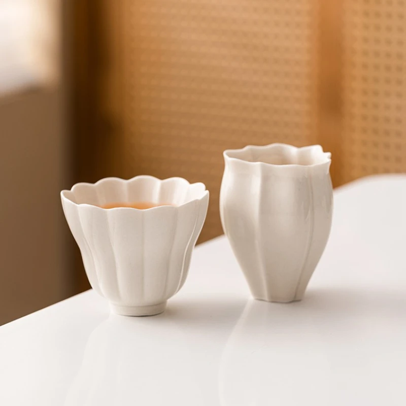 Ceramic Master Cups Household Kong Fu Teaware Chinese-style Aroma Cups Light Luxury Retro Tea Drinking Simple Wood Ash Teacups