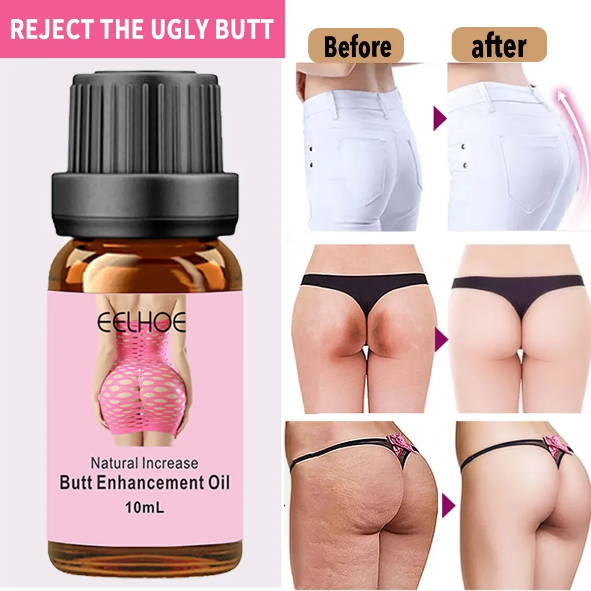 Big Butt Buttocks Oil melhorar a beleza das nádegas, crescimento natural, corpo curva, efeito mais poderoso