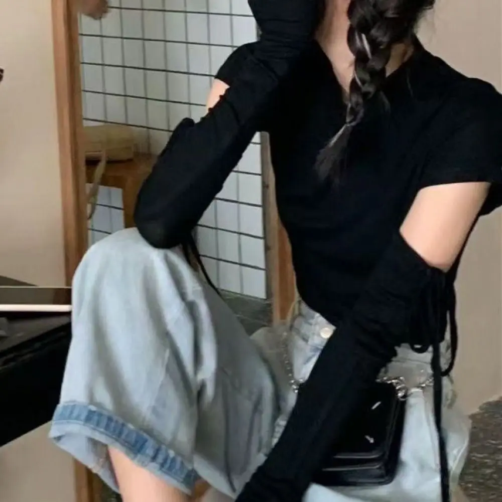 Fashion Bowknot Strapping Arm Warm Gloves Lolita Gothic Punk Fingerless Mittens Cosplay Clothing Accessories Anime Gloves y2k