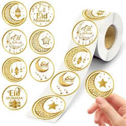 500pcs Eid Mubarak Stickers White Gold Labels for Home 2025 Ramadan Kareem Islam Muslim Party Eid Al Adha Gifts Ramadan Mubarak