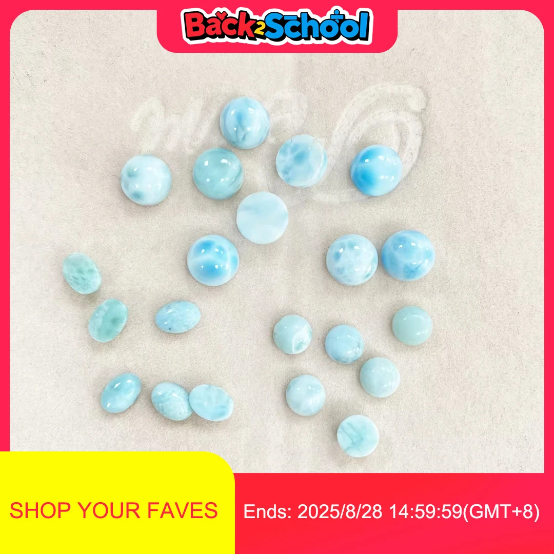 

Factory Wholesale Natural Larimar Loose Stone Round/Oval Ocean Vein 1-2ct Gems ​for Earring Ring Necklace Jewelry DIY Accessory