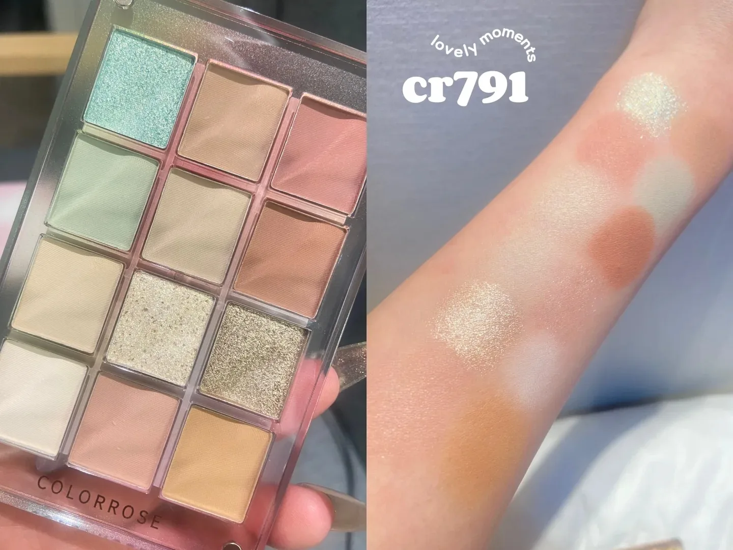 Colorrose Water Ripple 12Colors Eye Shadow Pallete New Blue Purple Dry Rose Sequins Matte Glitter Eyes Makeup