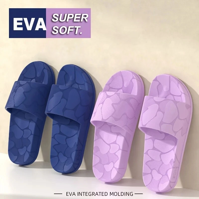 Classic Moire Pattern EVA Slippers Men All Season Indoor Outdoor Slides Round Toe Non Slip Sole Deodorant Insole Durable Sandals