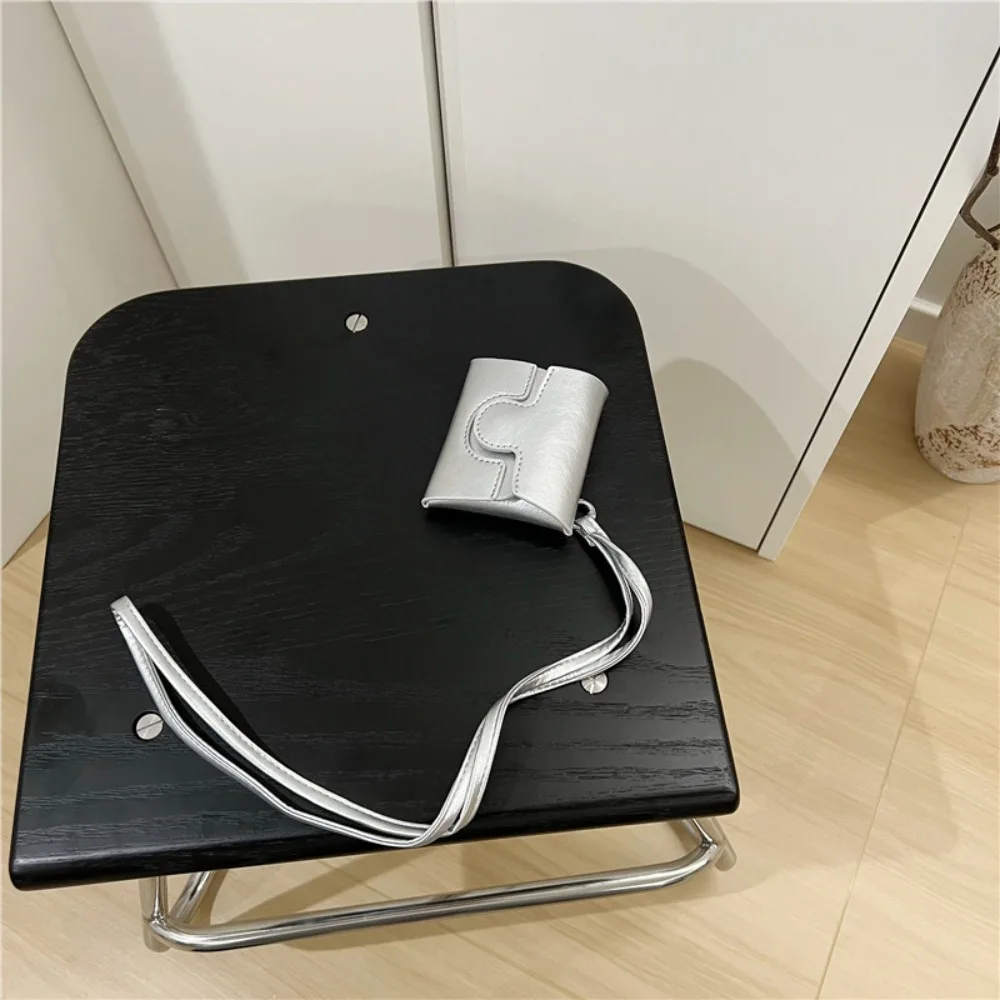 Multifunctional Small Square Wallet PU Leather Solid Color Halterneck Coin Purse Simple Durable Lipstick Storage Bag Outdoor