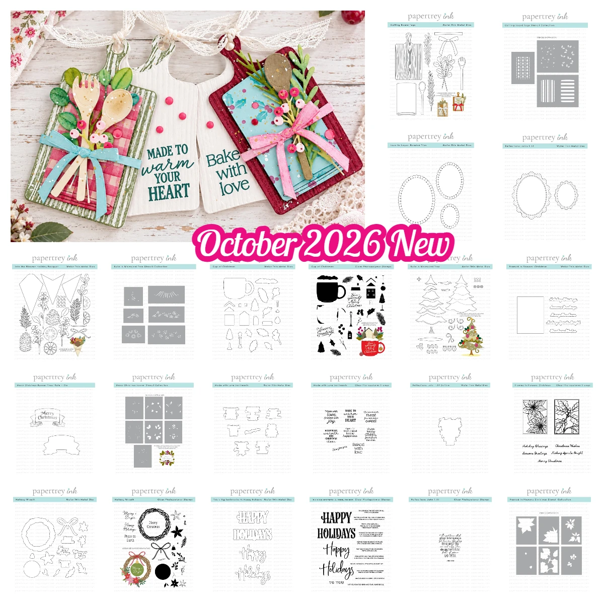 Postage Stencil Collection Build-a-Whimsical Tree Christmas Metal Cutting Dies and Stamps Set DIY Craft Scrapbooking Photo Album