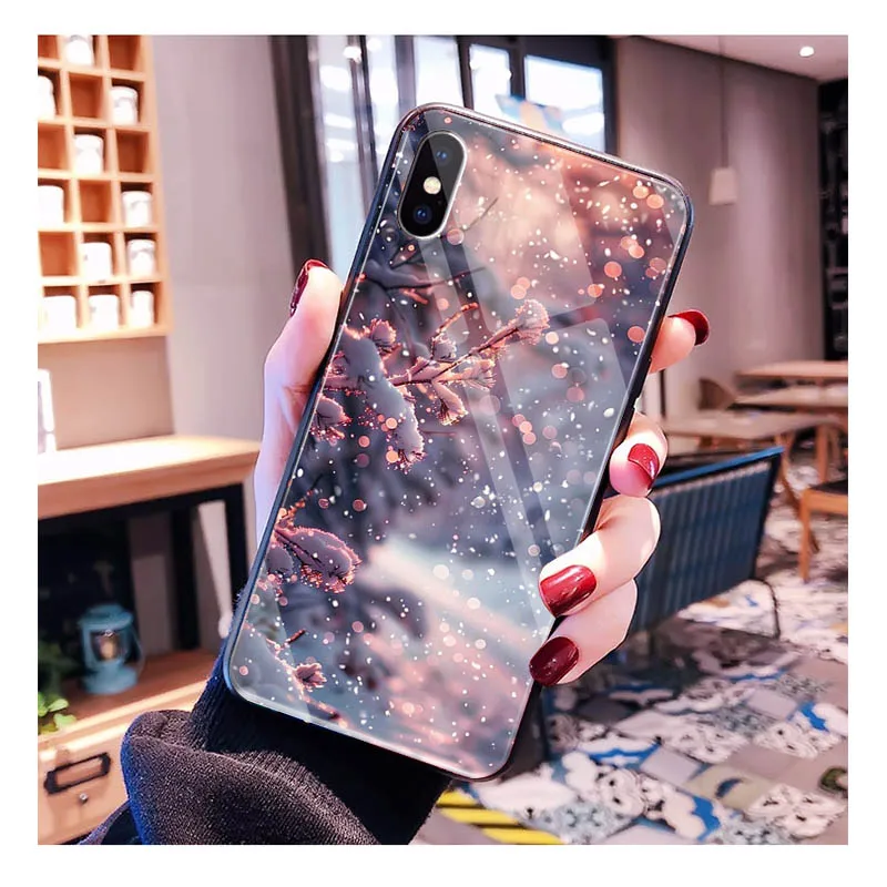 Glass phone case For Samsung S25 S24 S23 S22 Ultra S24 Plus A55 A16 A54 A15 A56 A36 A34 Winter Christmas snowflake