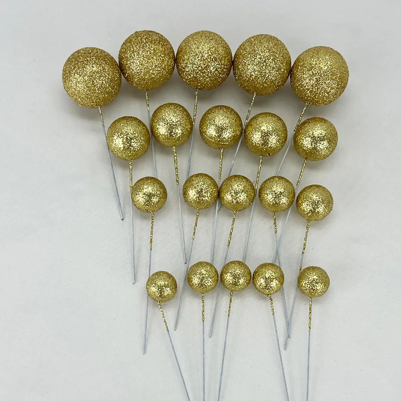 Glitzer kugeln Kuchen deckel bunte Schaum kugel Cupcake Topper Gold rot grün Kuchen Topper Bälle für Geburtstag Weihnachten Kuchen Dekorationen – Detail 23