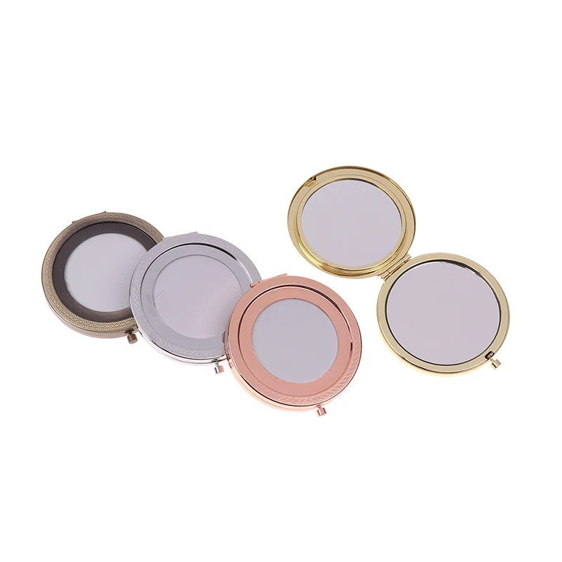 Mini miroir de maquillage carré vintage pliable, vanité portable, double face, compact, cosmétique de poche