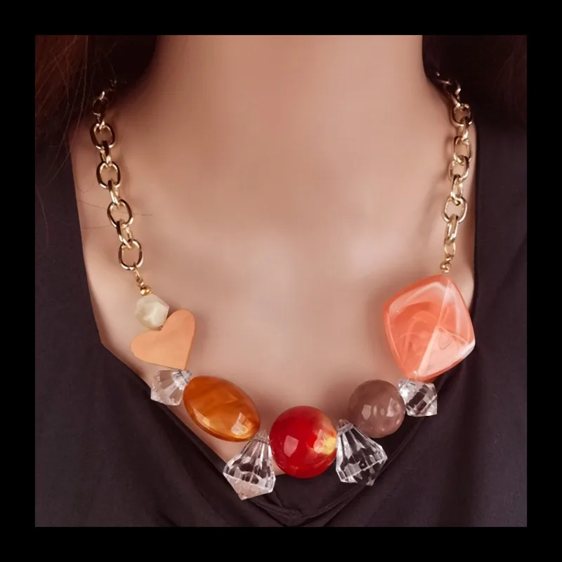 

Геометрический акриловый кулон, ожерелье-чокер, массивное ретро-колье, новая цепочка на ключицы, женский стиль.