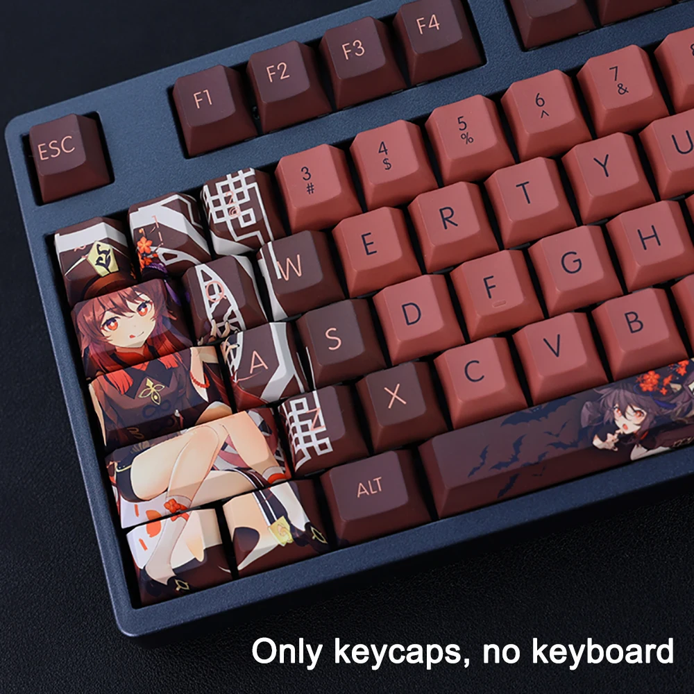 108 Keys Genshin Impact Keycaps Hu Tao PBT Dye Subbed Cherry Backlit Keycaps Anime Gaming Key Caps For ANSI 61 87 104 108 Layout