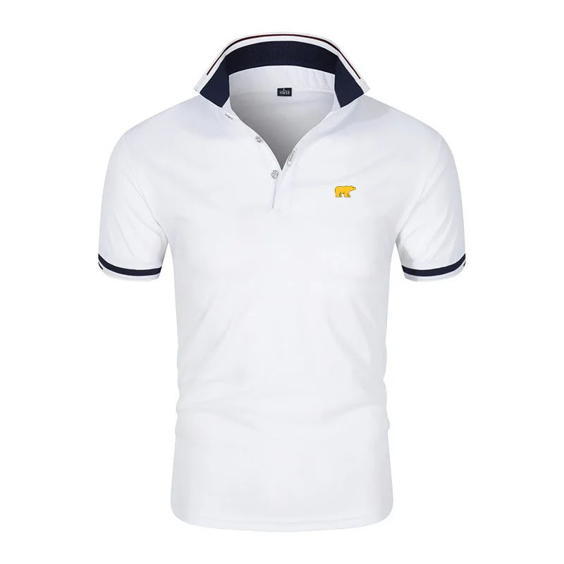 

Summer lapel polo shirt overalls men's short sleeves comfortable anti-pilling