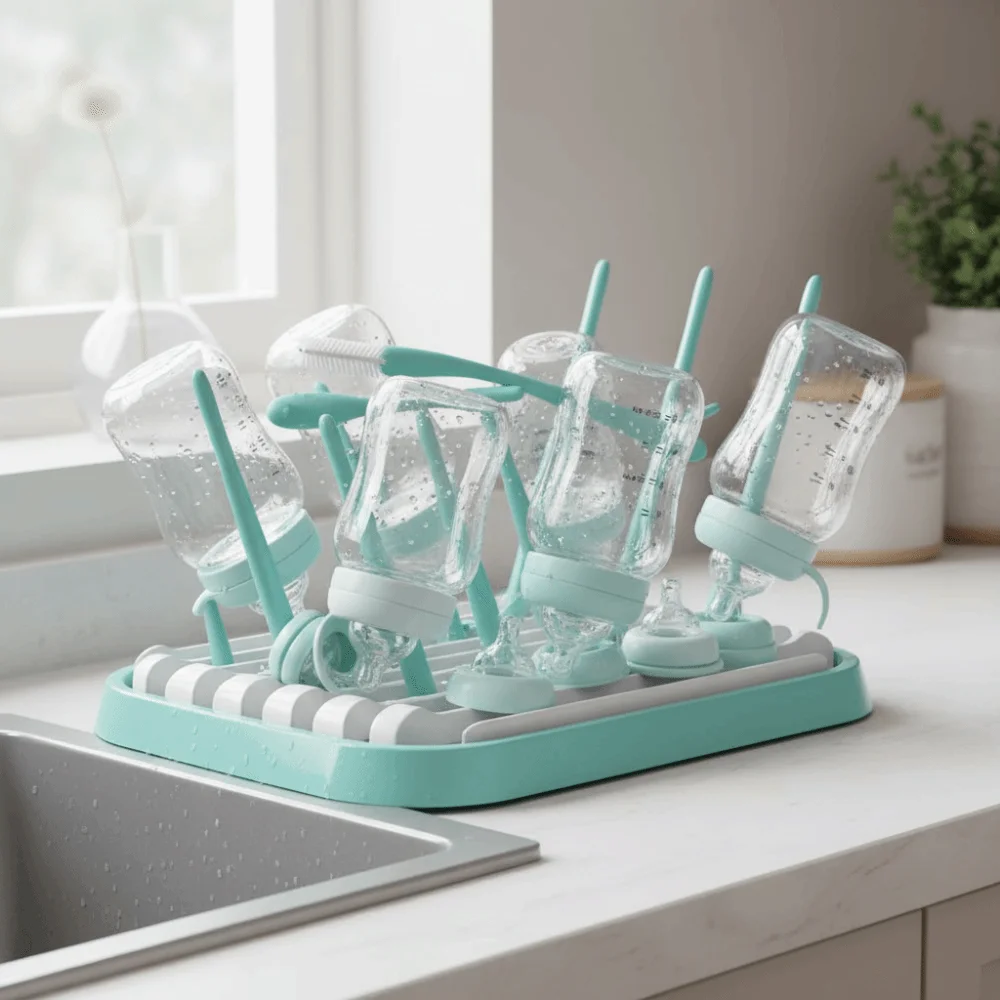 Foldable Baby Bottle Drying Rack Sturdy Portable Drain Storage Rack Plastic Detachable Bottle Cleaning Dryer Nursery Essentials