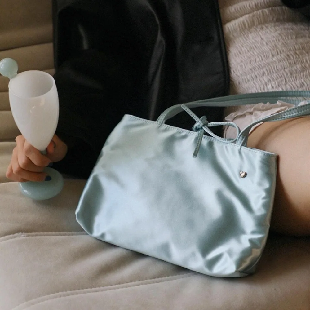 

High-shine Satin Velvet Bow Shoulder Bag For Women Brand Fashion Korean Silk Versatile Commuter Underarm Large Capacity Handbag