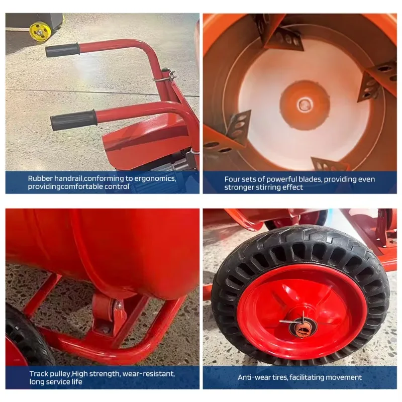 Professional 180L Electric Concrete Mixer Machine Portable 180 Liters Cement Mixing Drum