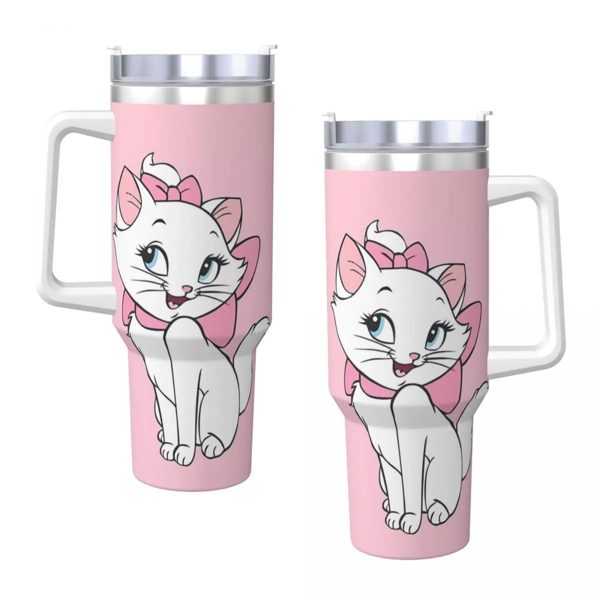 Marie Cat Stainless Steel Tumbler Camping Thermal Cups With Straws and Lid 40oz Mugs Cup Hot Drinks Water Bottle