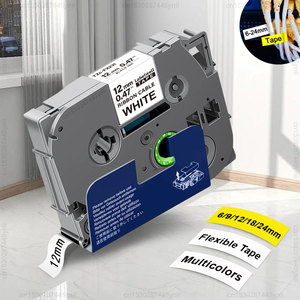 

1 шт., совместимая с TZeFX231, гибкая идентификационная лента Brother 6/9/12/18/24 мм TZe FX231 tzeFX221 FX211 FX631 для устройства для изготовления этикеток Brother P-touch