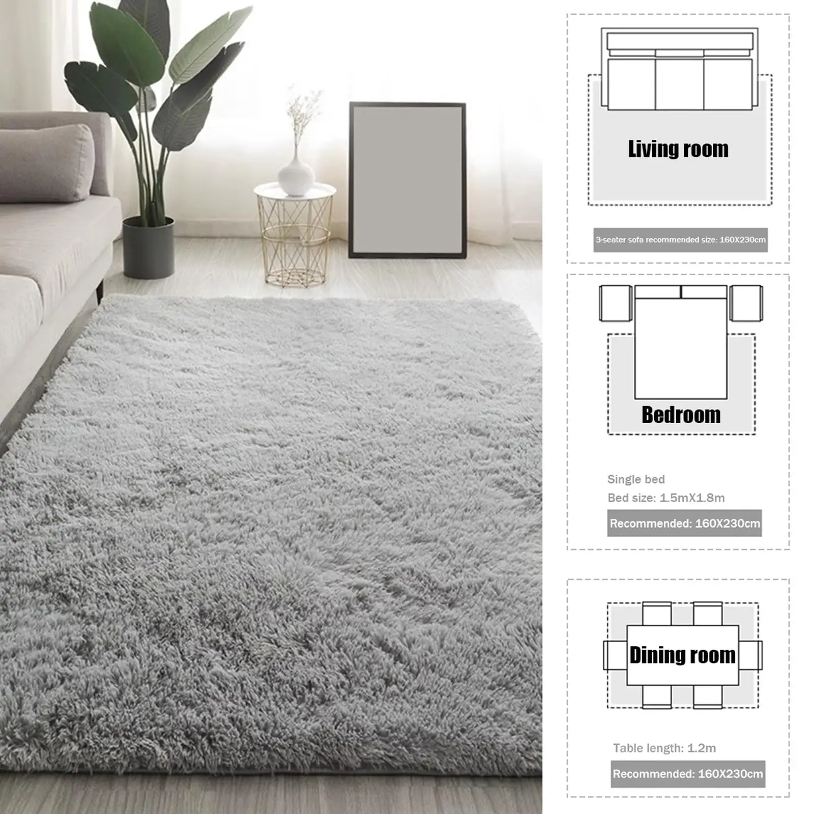 Soft Long Plush Carpets Rectangular Area Rugs Living Room Rug Non-Slip Runner Rug Thick Hall Rugs for Bedroom Cloakroom