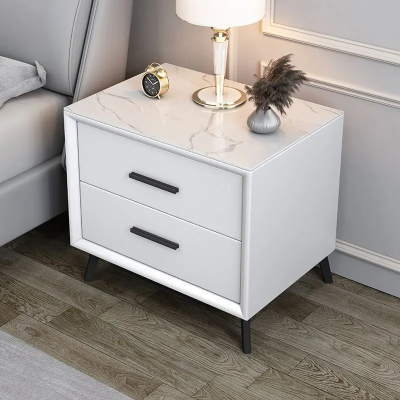 

Прикроватная тумбочка из каменной плиты, домашний шкафчик, Интернет-знаменитости, современный, простой, легкий, роскошный, небольшой шкаф, кожаный шкаф для хранения