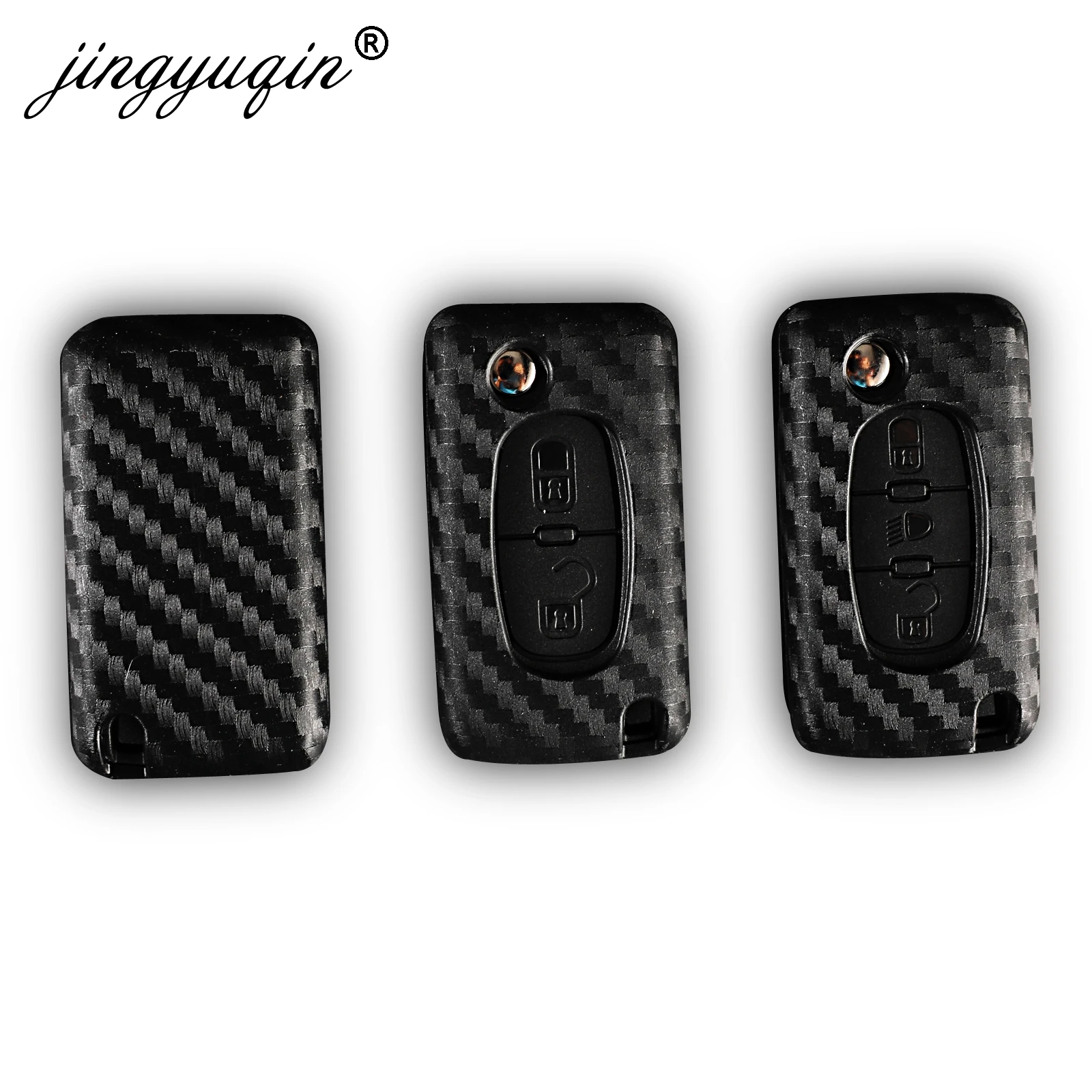 Silicone Carbon Car Key Case For Peugeot 207 307 308 407 408 Partner For Citroen C3 C4 C4L C5 C6 Berlingo Picasso Xsara