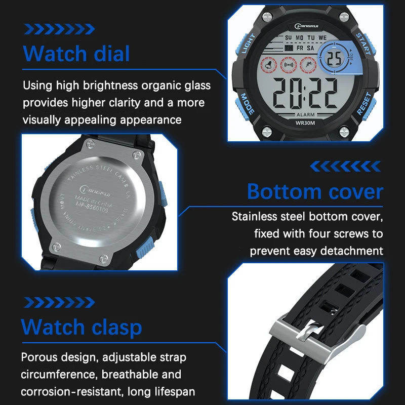 UTHAI CE148 New student electronic watch, junior high school boys' watch, waterproof and anti drop sports luminous watch
