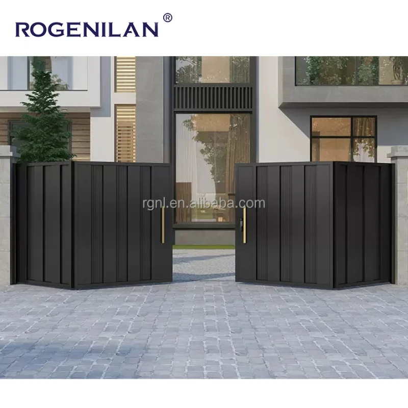 custom.Rogenilan 2026 Aluminum Fence Security Bi Folding Main Gate Exterior Entrance Foldable Custom