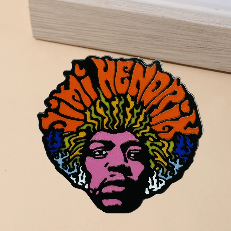 

Rock Singer Jimi Hendrix Badge Great Electric Guitarist Lapel Pin Hip Hop Punk Jewelry Fan Collection
