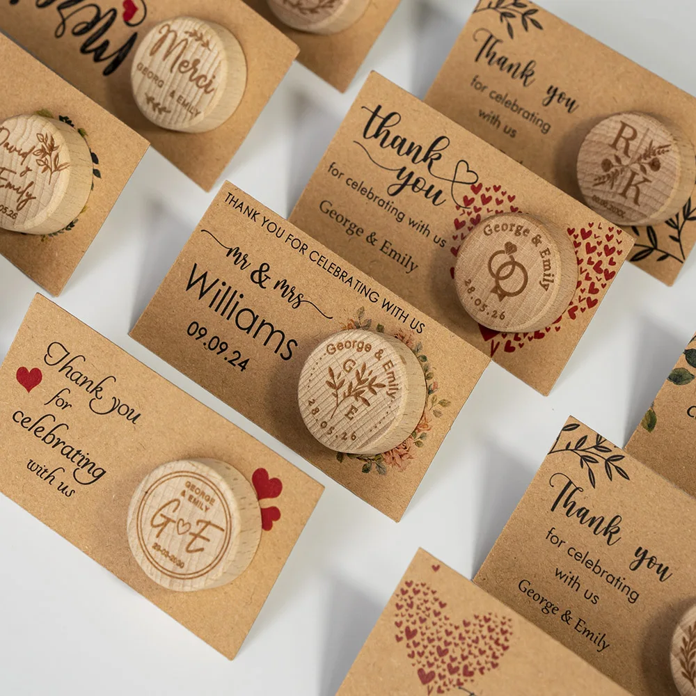 Personalized Gift Wine Bottle Stopper with Thank You Card Wedding Favor for Guests Cork Bottle Stopper Bridal Shower Party Item