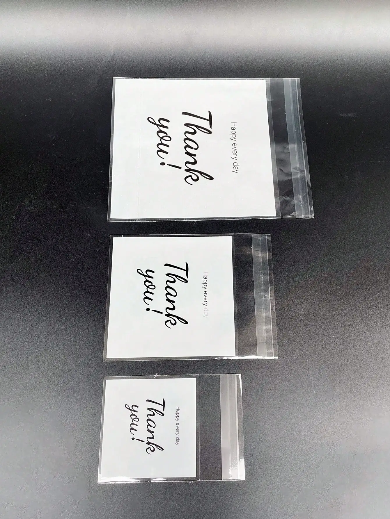 100 قطعة 3 مقاسات شكرًا لك أكياس عزل ذاتي OPP مطبوعة، أكياس هدايا صغيرة لتزيين الهدايا والحفلات