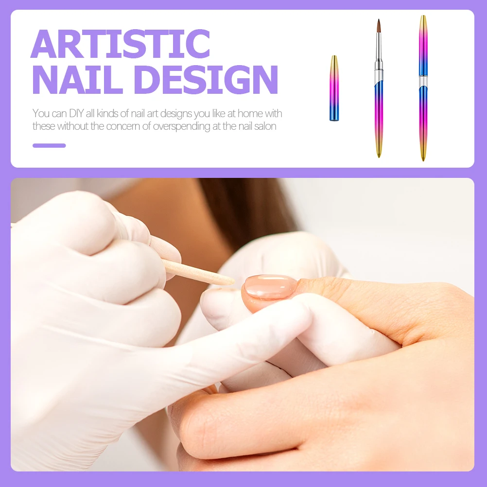 

2pcs Art Penlightweight Durable Handle Painting Brush Gel Diy Home Supplies Drawing Pens Nail Art Accessories For