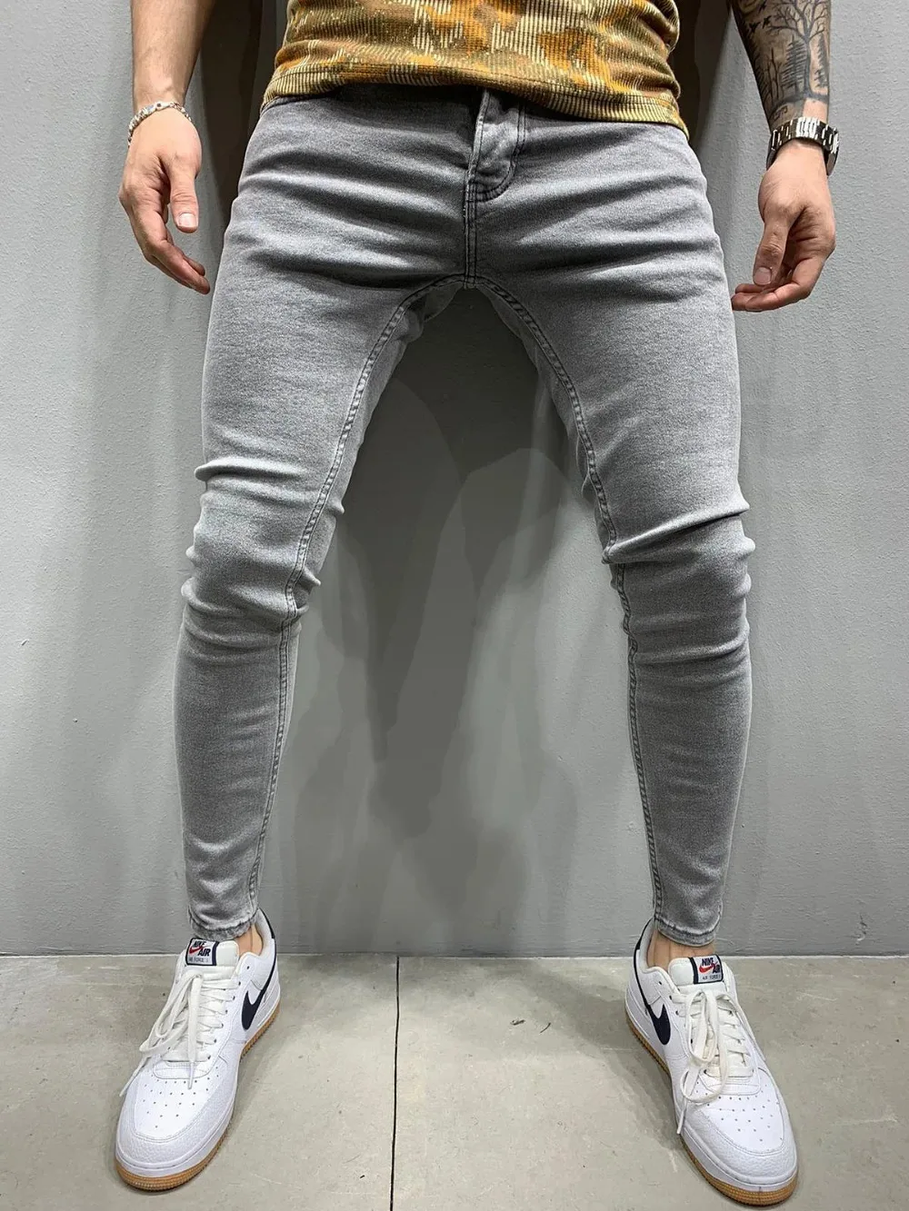 New Denim Men's Pants I Trendy Slim-fitting High-waisted Denim Pants Washed Straight-leg Pants