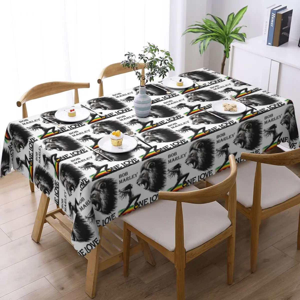 Jamaica Reggae Rock Bob Marley Custom Rectangular Tablecloth Oilproof Table Cover for Festival Party Decorations Table Cloth