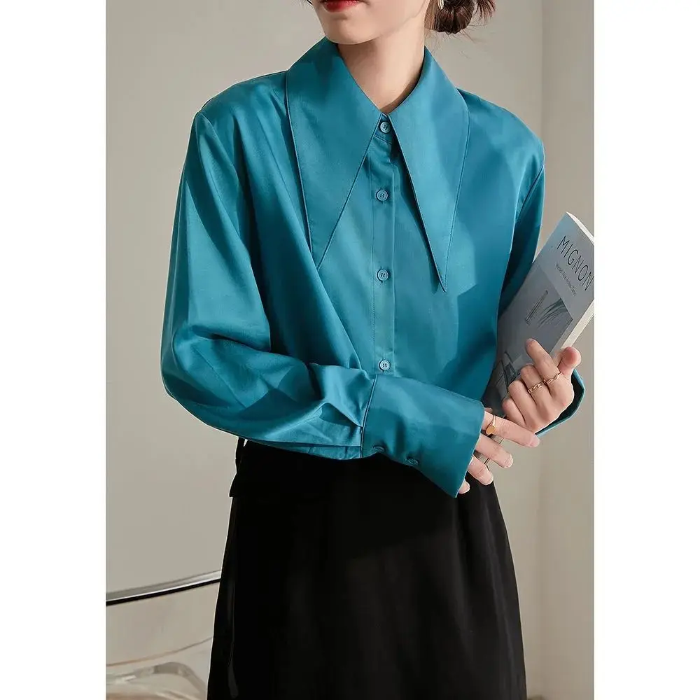 Spring Autumn New Fashion Buttons Solid Color Blouse Women Clothes Simplicity Turn-down Collar Long Sleeve Shirts Temperament