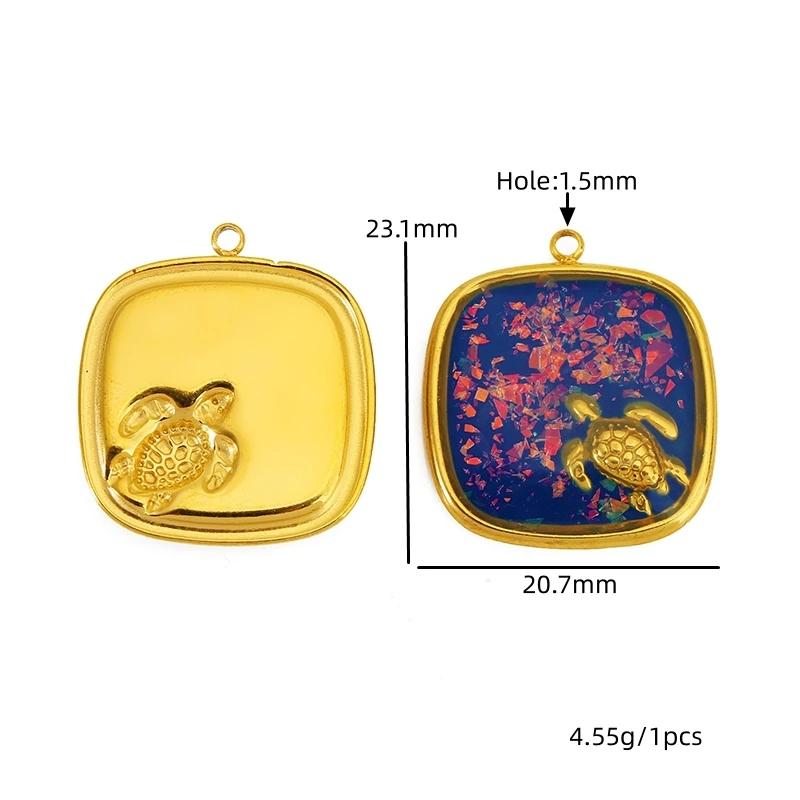 2pcs Stainless Steel Turtle Crab Conch Starfish Ocean Series Geometric Charms Pendant for DIY Necklaces Earrings Jewelry Making - view 2