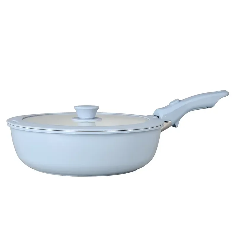Removable Modern Kitchenware Cookware Set Non-stick Coated Pot Removable Handle Silicone Cover Eco-Friendly Cookware