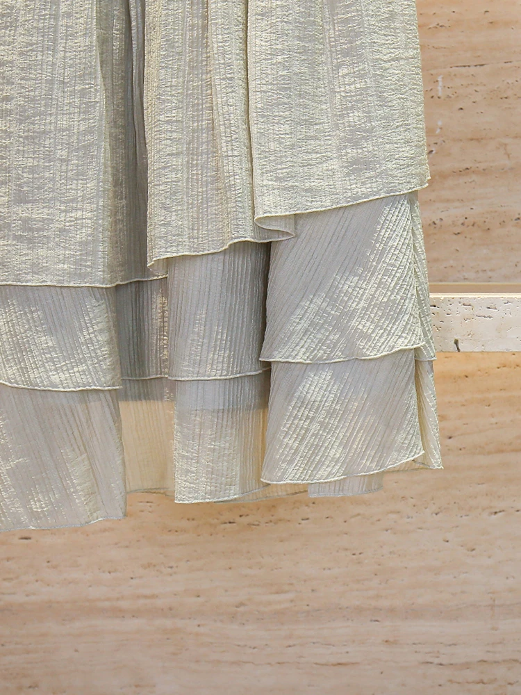 Été haut de gamme femmes gâteau Dr V-Ne Svel gored ourlet Fragile Sle Polyester Fiber taille haute a-ligne jupe