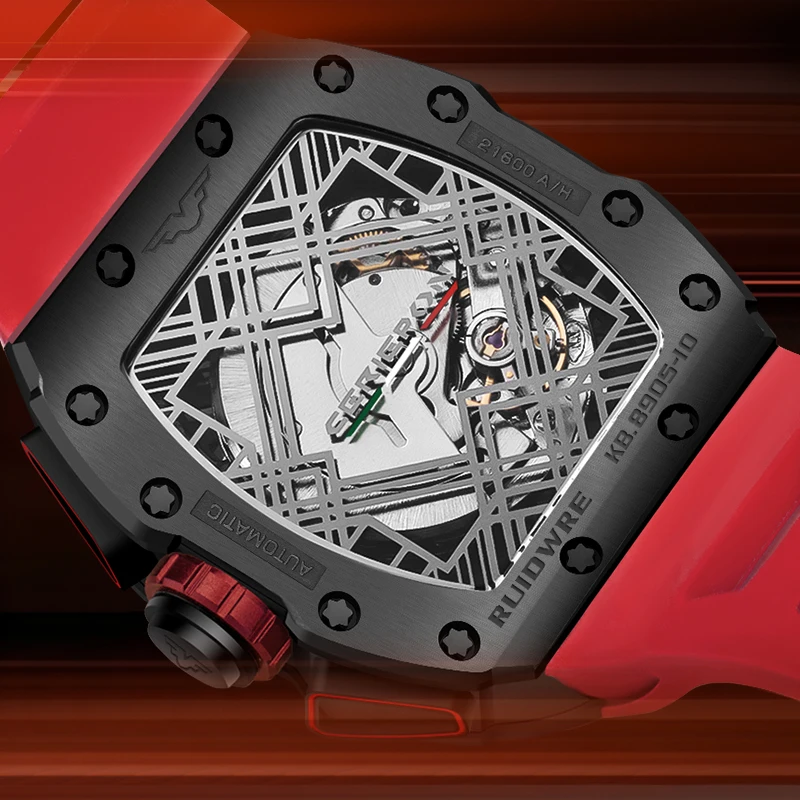 Relógio masculino automático de luxo para homem high-end oco preto aço inoxidável relógio de pulso mecânico masculino reloj homber